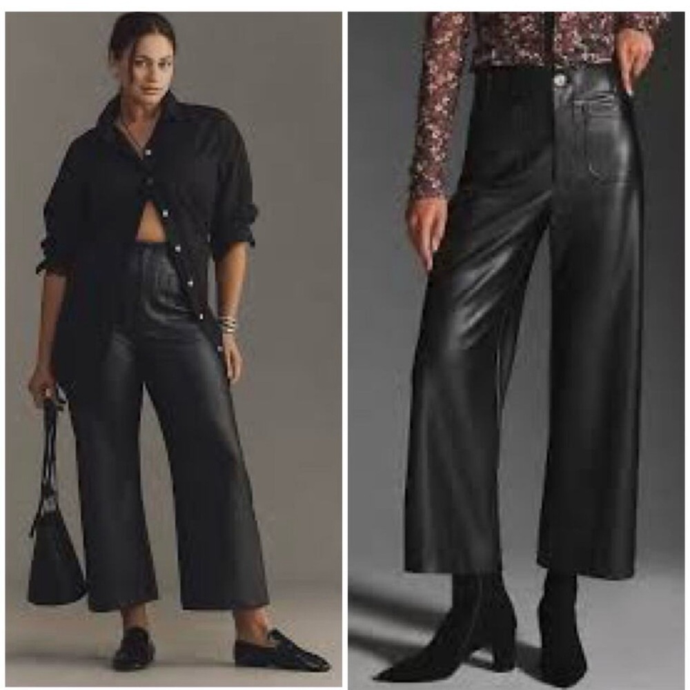 NWOT Anthropologie Maeve Colette Faux Leather Pants Black Size 32